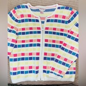 Crystal-Kobe Colorful Vintage Zip Spring Cardigan Sweater S